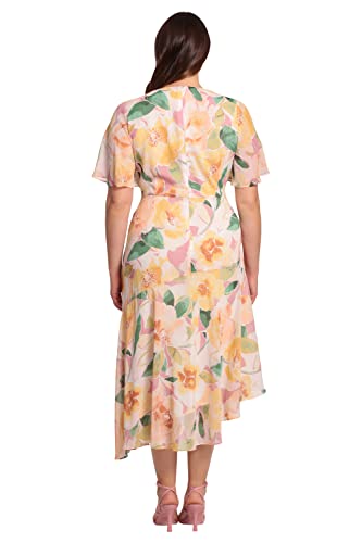 Image of Maggy London Women's Maggy London Women's Dresses Short Flutter Sleeve Fit and Flare Dress with Asymmetric Hem Tier