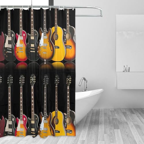 Rideau de douche en polyester 183x183 cm guitare avec boutons-pression - 4