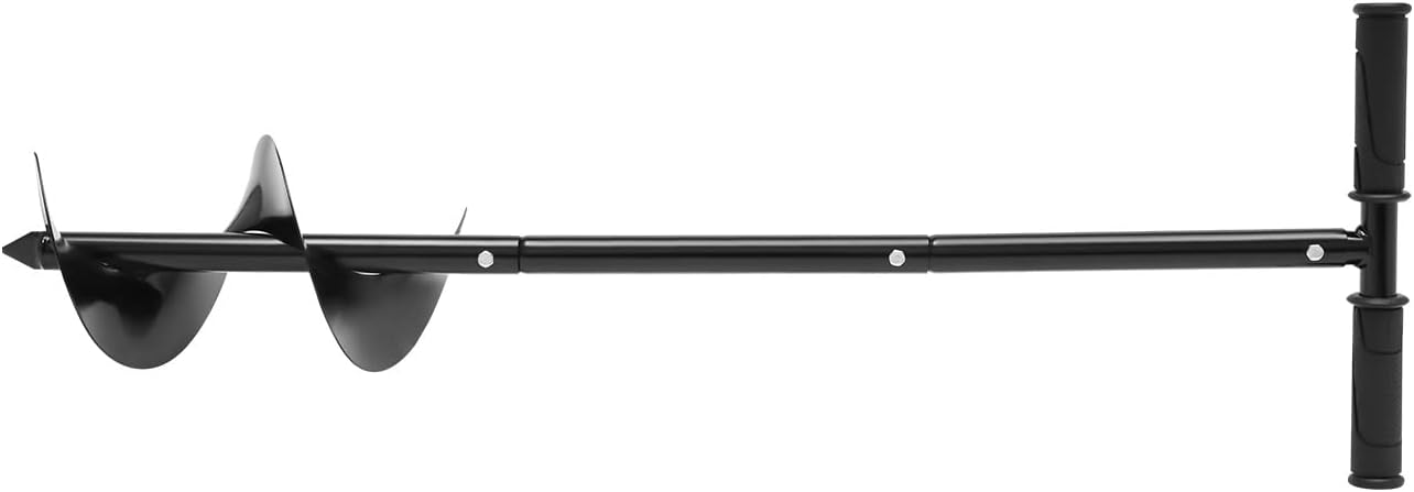 15 * 85cm Manual Garden Post Hole Digger Hand Drill Auger Post Hole Digger for Planting with Gloves