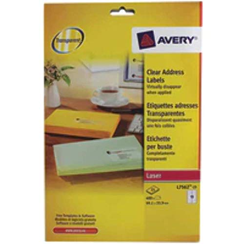 Image of Avery L7562-25 - Clear Laser Labels 99x34mm L7562-25 (400 Labels)