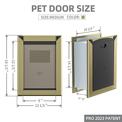Classicmacher Dog Door For Wall, Telescopic Tunnel, Aluminum Frame, 3-Levels Adjustable Double-Sided Wind Deflector And Magnetic Flaps, Energy Efficient Pet Door, Easy To Install(Bronze,Medium) #TOP4