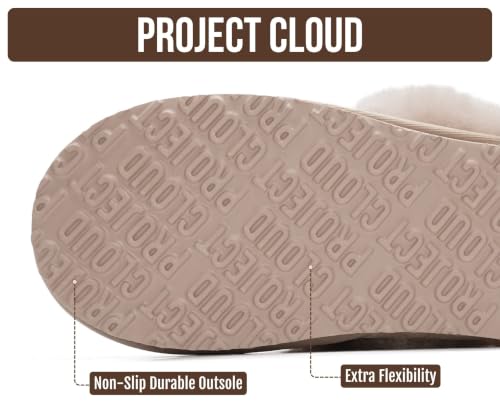 Image of Project Cloud Genuine Leather Slippers for Women with Genuine Fur Lining, Non-Slip Indoor /Outdoor Clog Mule Slippers, Memory Foam Insole