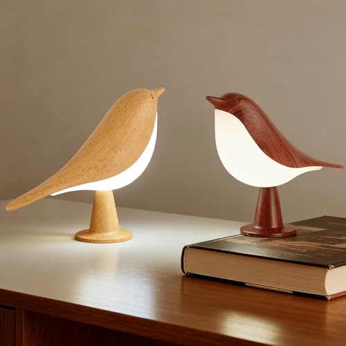 IFTHFOUR Bird Cordless Table Lamp Small Cordless Bedside Lamp with 3 Color Temperature Touch Sensor & Rechargeable Battery - Night Light for Kids Bedroom Bedside (Light+Dark)
