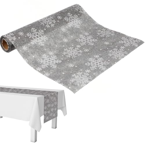 VALICLUD Christmas Table Runner Snowflake Xmas Table Runner Festival Holiday Dining Table Decoration Silver 275*28CM