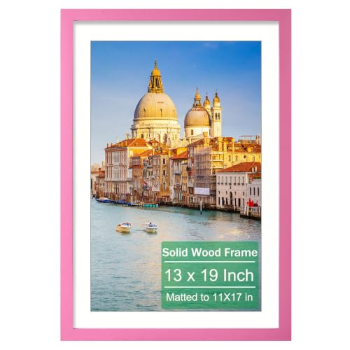 wyooxoo 13x19 Picture Frame Solid Wood Photo Frame For Wall Decor, Pink