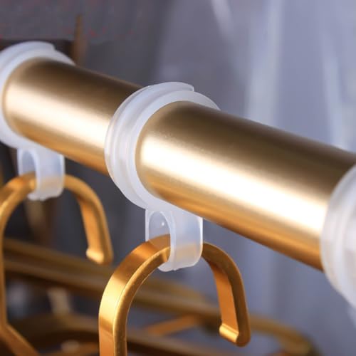 ZAAWUUT 20 Stück winddichte Kleiderbügel-Haken, rutschfeste Kleiderbügel-Schnallen-Clip, Wäsche-Aufhängehaken, runde Stange, Schrank-Trennwände für Trockengestell (transparent, groß)