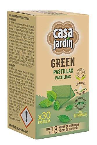 Casa Jardín GREEN, Recambio Pastillas, A Base de Aceites Esenciales, Con Citronella, Hasta 8 Horas de Duración, Contenido: 30 pastillas Cover