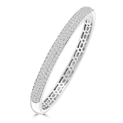 Madina Jewelry 4.10 Ct Pave Set Diamond Bangle Bracelet In 14 Kt White Gold #TOP2