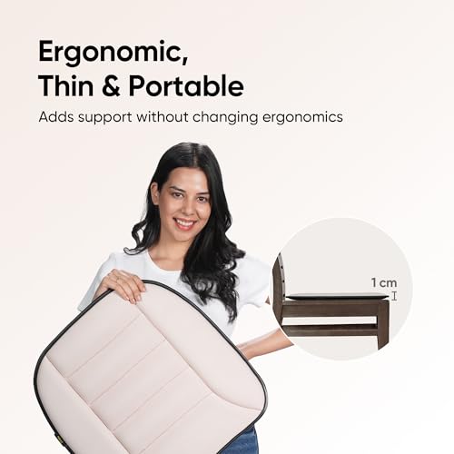 Image of Frido Slim Seat Cushion for Office Chair | Car & Wheelchair - 3cm Thin Memory Foam Cushion for Back Support & Pressure Relief - Non-Slip | Breathable Comfort Pad for Long Sitting (Beige)