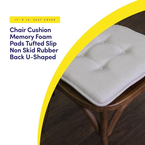 image for Sweet Home Collection Chair Cushion Memory Foam Pads Tufted Slip Non S