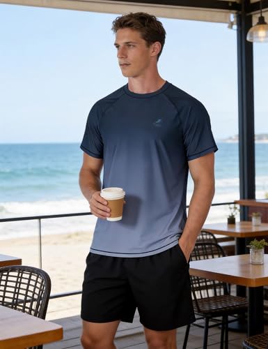 Image of Men's Swim Shirts Rash Guard UPF 50+ UV Sun Protection T-Shirt Quick Dry Fishing Beach T Shirts