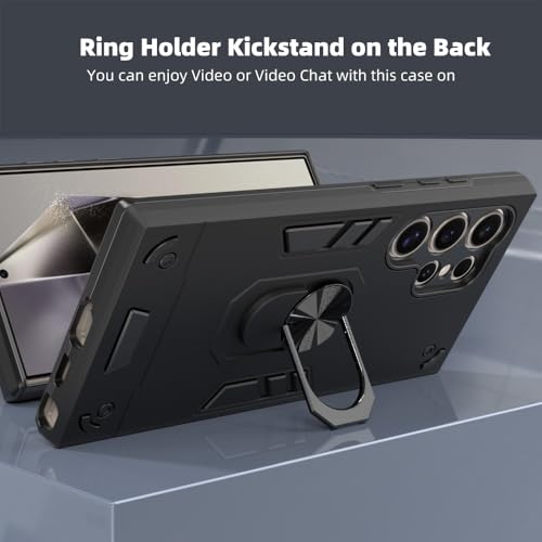 Image of NDCOM for S24 Ultra Cover | Premium Samsung S24 Ultra 5G Mobile Cover | S24 Ultra Case | Ring Holder Case Black