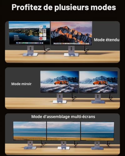layajia Câble DisplayPort vers HDMI 4K 2M, Unidirectionnel DP vers HDMI Mâle UHD 4K@30Hz/2K@60Hz/1080P@120Hz, Cordon DP vers HDTV en Nylon pour Dell, Vidéoprojecteur, PC de Bureau, NVIDIA, Lenovo, HP – vue 5