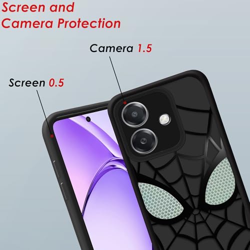 Image of Stylish Spider Back Case Cover Compatible for Oppo A5 Pro 5G | Spidey Face Mask Case | Soft Silicone | Camera & Full Body Protection | Shock Proof | (Black)