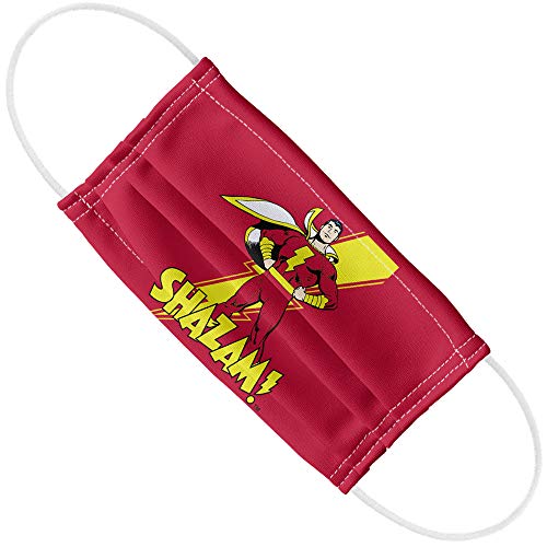 Popfunk Justice League Shazam! Lightning Bolt 1-Ply Reusable Face Mask Covering with Adjustable Nose Wire, Unisex