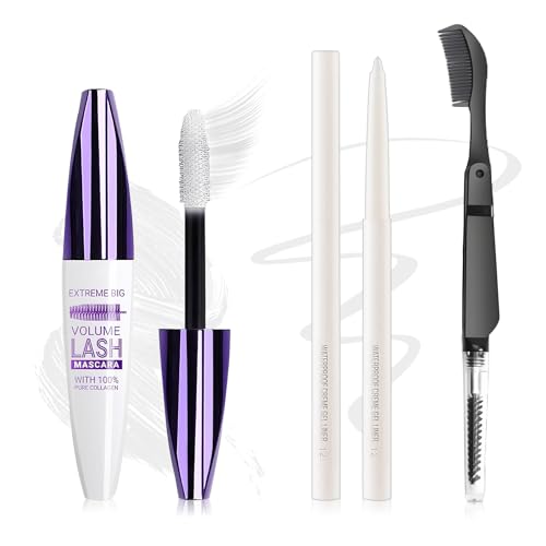 UAOE Blue Mascara and Eyeliner Set,5D Colored Mascara Volume and Length Waterproof,Natural Curling Lengthening,Suitable for Women Eye Makeup
