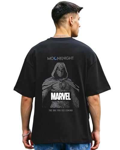 Image of Bewakoof Official Marvel Merchandise Men's Graphic Print Oversized Fit Half Sleeve Round Neck Cotton T-Shirt