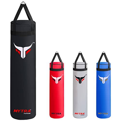 Mytra Fusion Colgante Saco Boxeo Unfilled Sacos de Boxeo para MMA, Muay Thai, Boxeo, Entrenamiento de Karate Adulto Saco Boxeo Disponible con 2 tamaños 4FT y 5FT (5FT, Black)