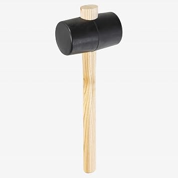 Picard Rubber Mallet Gr. 4 1100g Black Rubber Head with Flat Faces, Ash Wood Handle, For Sensitive Work, Hardscaping & Landscaping, 140mm Length, 90mm Diameter, 2510711-4