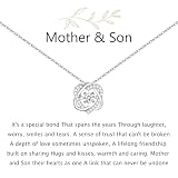JOSYANDLOVE Mother and Son Necklace UK, Gift for Mum From Son, Mother's Day Gift Jewellery for Mum, Two Interlocking Heart Necklace