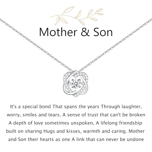 JOSYANDLOVE Mother and Son Necklace UK Gift for Mum From Son Mothers Day Gift Jewellery for Mum Two Interlocking Heart Necklace