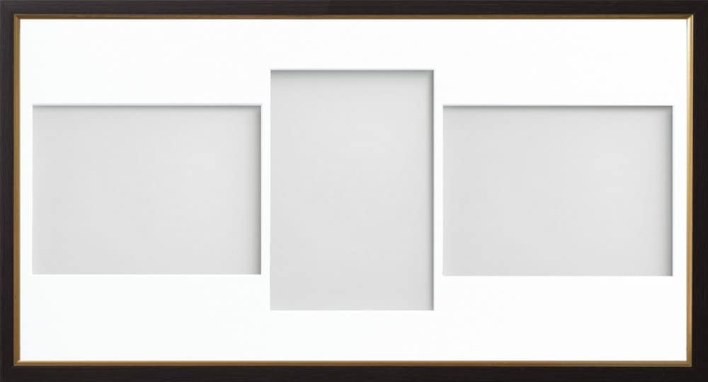Frame Company Drayton Multi Aperture Photo Frame, Black with Gold Inset, 20x10 for 7x5 inch (x3 LPL)