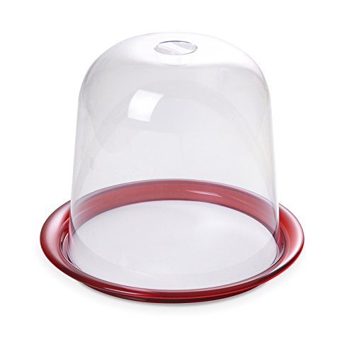 OMADA Design Porta Panettone, Pandoro, Dolci, Torte, Vassoio AntiGraffio da 25 cm (Interno), Campana Alta, Made in Italy, Linea Trendy, Rosso Rubino