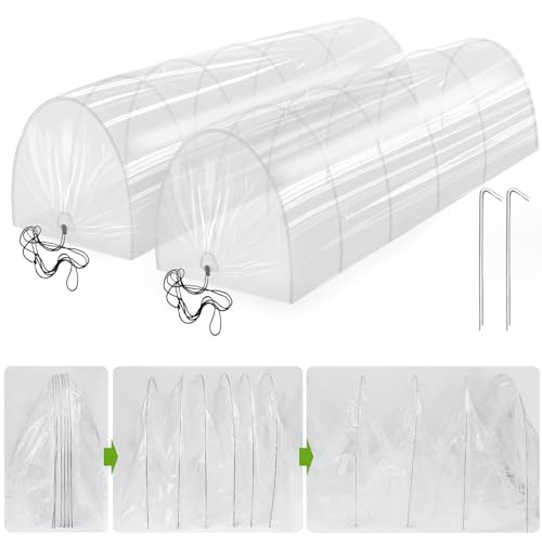 2 in 1 Mini Greenhouse Tunnel Greenhouses,Green Houses for Outside Garden Cloche Tunne Cover Garden Hoops Raised Beds,Outdoor Green House Kits to Build for Outside Winter (1)