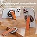 RESPECTED-BRO-Magnetic-Phone-Grip-Stand, Magnetic Phone Ring Holder Kickstand with Silicone Finger Strap, Compatibility for iPhone 17/16/15/14/13/12, Android, and More (Orange)