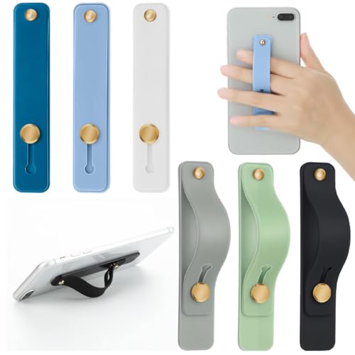 JYNXOR 6 soportes para dedos para teléfono móvil,correas de soporte para funda de teléfono,universal, de silicona,telescópico,compatible con teléfono móvil, como anillo y soporte para todos los