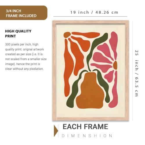 Image of kotart Boho Art Home Decoration Paintings With Frame For Living Room Bed Room Hotel Wall Decor Digital Reprint Set of 3 (19X25 inch)