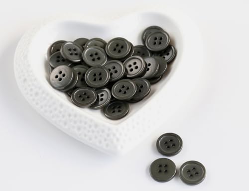 GANSSIA 160pcs 5/8 Inch (15mm) 4 Holes Round Buttons for Garment Flatback Dark Green Buttons Crafts DIY Project