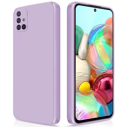 GiiYoon Case Compatible with Samsung Galaxy A71, Silky-Soft Touch Full-Body Protective Phone Silicone Case, Shockproof Cover with Microfiber Lining, Purple