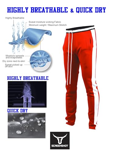 Image of SCREENSHOT Screenshotbrand Mens Hip Hop Slim Fit Track Pants - Athletic Jogger Bottom with Side Taping