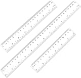 GAUATO 3 Stück Lineal Set, 15cm+20cm+30cm Kunststoff Transparent Rulers mit Zoll und Zentimeter...