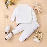 PATPAT Baby Boy Clothes Baby Girl Sweatshirt Pant Sets Newborn Fall Winter Long-sleeve Bear Embroidered Outfit OffWhite 18-24 Months - Image 5
