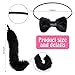 Chalyna 5 Pcs Black Cat Costume Set Long Fur Cats Tail Ears Black Star Tutu Skirt for Cosplay Halloween Costumes Women Party