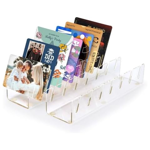 2 Pack Photo Card Display,Holder Stand for Greeting Cards Wedding Birthday Christmas Cards Photos Postcards,Organizer for Table,Shelf,Bedroom,Mantel,Crystal Clear Solid Acrylic Hat Rack(No Install) Cover