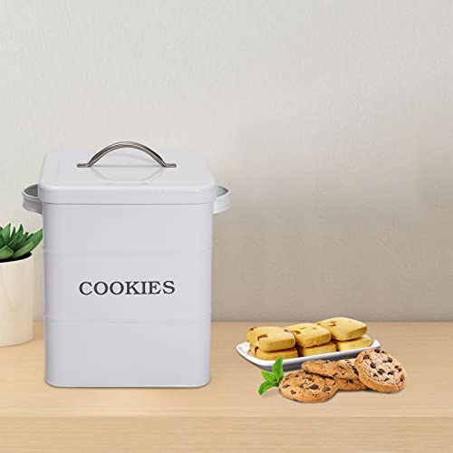 Morezi Metal Cookie Jar Cookie Containers Tin With Airtight Lid - Countertop Space-Saving, White Coated Carbon Steel Safty - White #TOP6