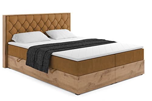 ALTDECOR Boxspringbett mit Multipocket-Matratze H4 (20 cm hoch) mit + PUR +...