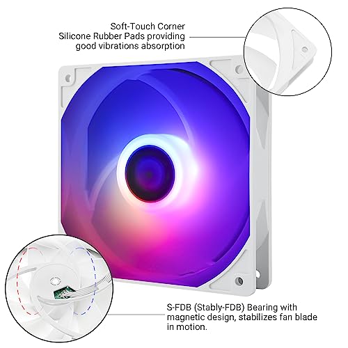 Thermalright Tl-C12Cw-S X3 Cpu Fan 120Mm White Argb Case Cooler Fan, 4Pin Pwm Silent Computer Fan With S-Fdb Bearing Included, Up To 1500Rpm Cooling Fan（3 Quantities #TOP3