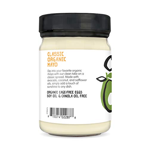Chosen Foods Classic Organic Mayonnaise, Made With Organic Avocado Oil, Coconut Oil And Safflower Oil, Gluten & Dairy Free, Low-Carb, Keto & Paleo Diet Friendly, Mayo For Sandwiches, Dressings, Dips And Sauces, Made With Cage Free Eggs (12 Fl Oz) #TOP2