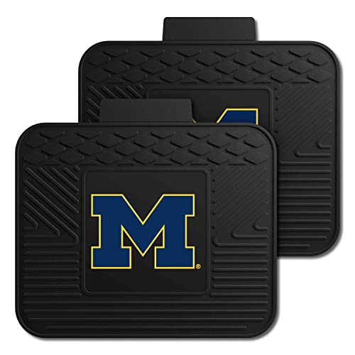 FANMATS 12288 NCAA Michigan Wolverines Back Row Utility Car Mats - 2 Piece Set, 14in. x 17in., All Weather Protection, Universal Fit, Deep Resevoir Design, Molded Team Logo