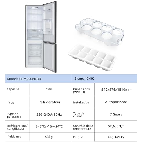 CHIQ CBM250NEBD Vrijstaande koelkast met vriesvak | Koelvriescombinatie Low Frost | 12 jaar garantie op de compressor* | zwart - Image 5