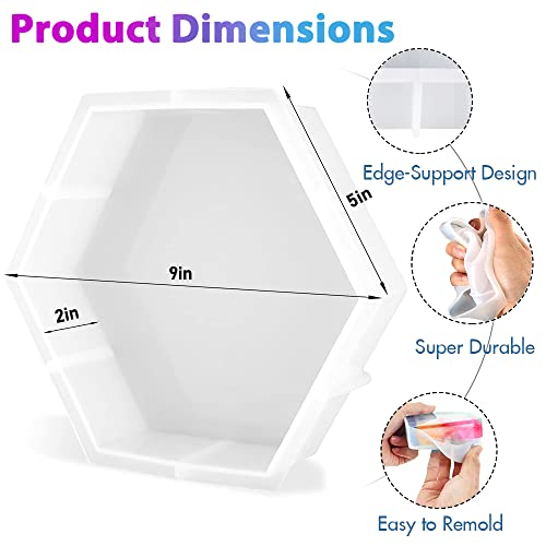 Xcreando Large Epoxy Resin Molds Silicone Deep Hexagon Silicone Mold For Resin Diy Wedding Gift Dry Flowers Preservation Easter Decoration Candle Molds Desktop Organizer Chocolate Molds #TOP3