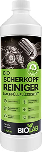 BIOLAB Recharge de liquide de nettoyage bio pour tête de rasage (1000 ml) pour Clean & Renew, compatible avec Braun Series, cartouche de nettoyage Philips et...