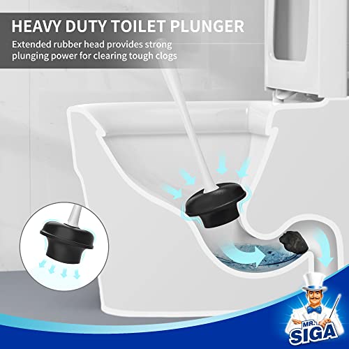 MR.SIGA Toilet Plunger and Bowl Brush Combo for Bathroom Cleaning, White, 1 Set - Image 5
