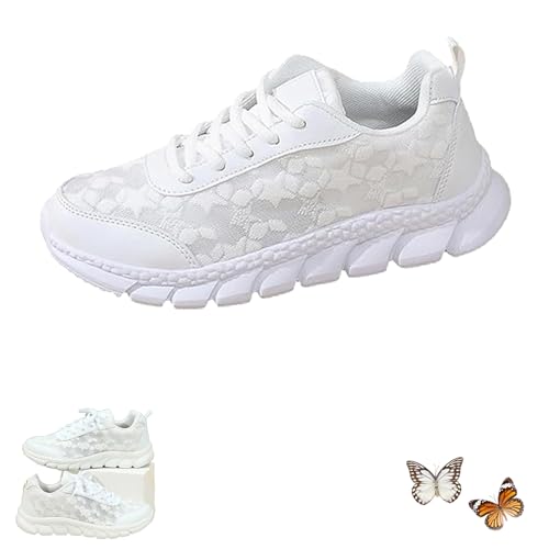 Women's Luxurious Orthopedic Sneakers, Lace Print Hollow Breathable Mesh Shoes, Non-Slip Comfortable Orthopedic Walking Shoe