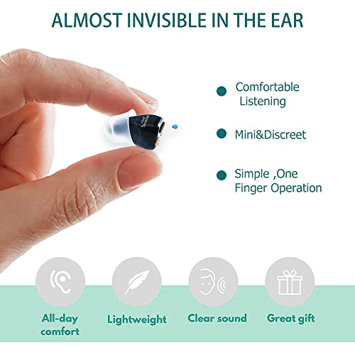 Incensonic Digital Mini Hearing Aids Magnetic Charging Rechargeable Adjustable Amplifier For Elderly Hearing Loss Digital Ear Hearing Assist Devices (Left, Black) #TOP2