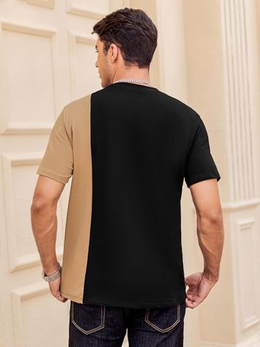 Hardaddy Men's Casual T-Shirts Crewneck Contrast Color Shirts Short Sleeve Color Block Tee Tops4